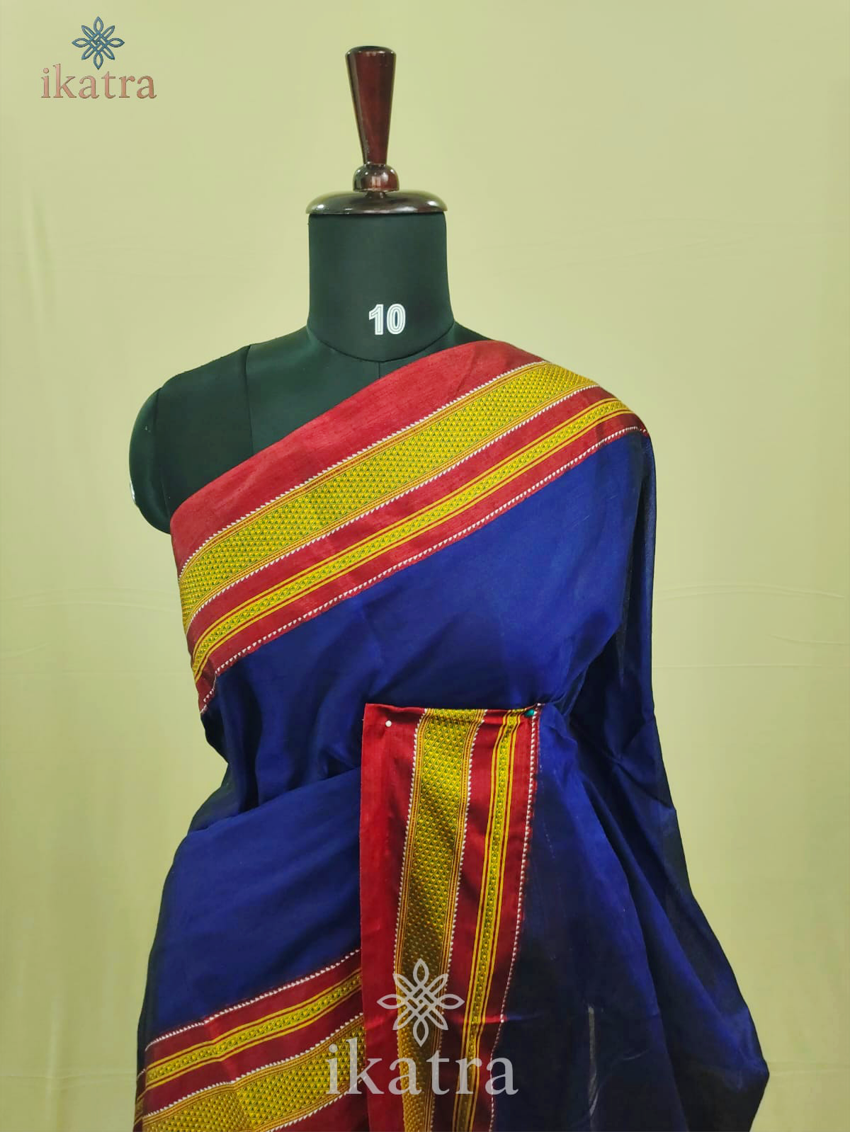 Blue Tradional Ilkal Saree With Chikki Paras Border | ikatra - Image 2