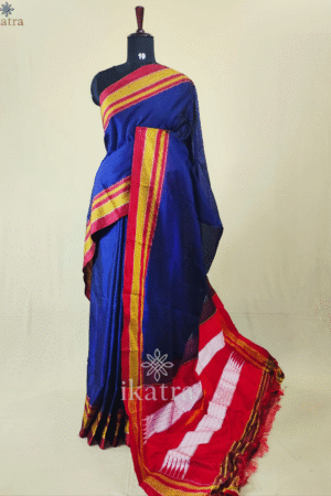Blue Tradional Ilkal Saree With Chikki Paras Border | ikatra