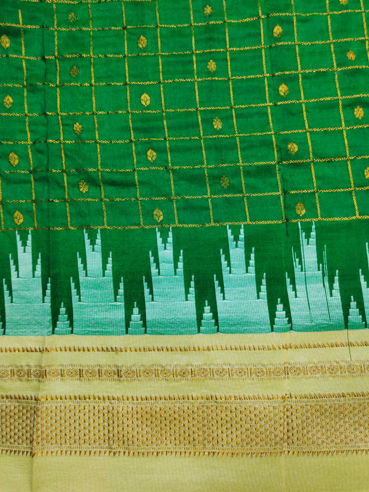 Temple Border Zari Checks With Butta Saree - Image 5