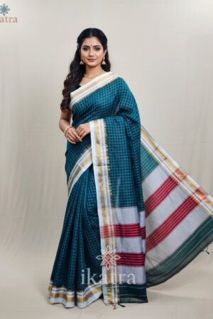 Pin-Check Windowpane Ilkal Saree