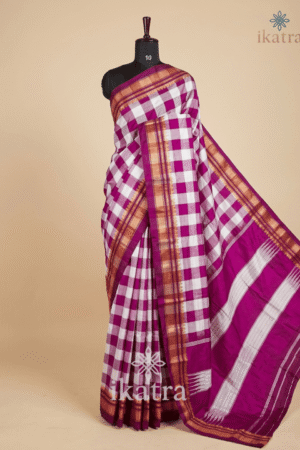 ILKAL BIG Checks Saree  Mercerized Cotton