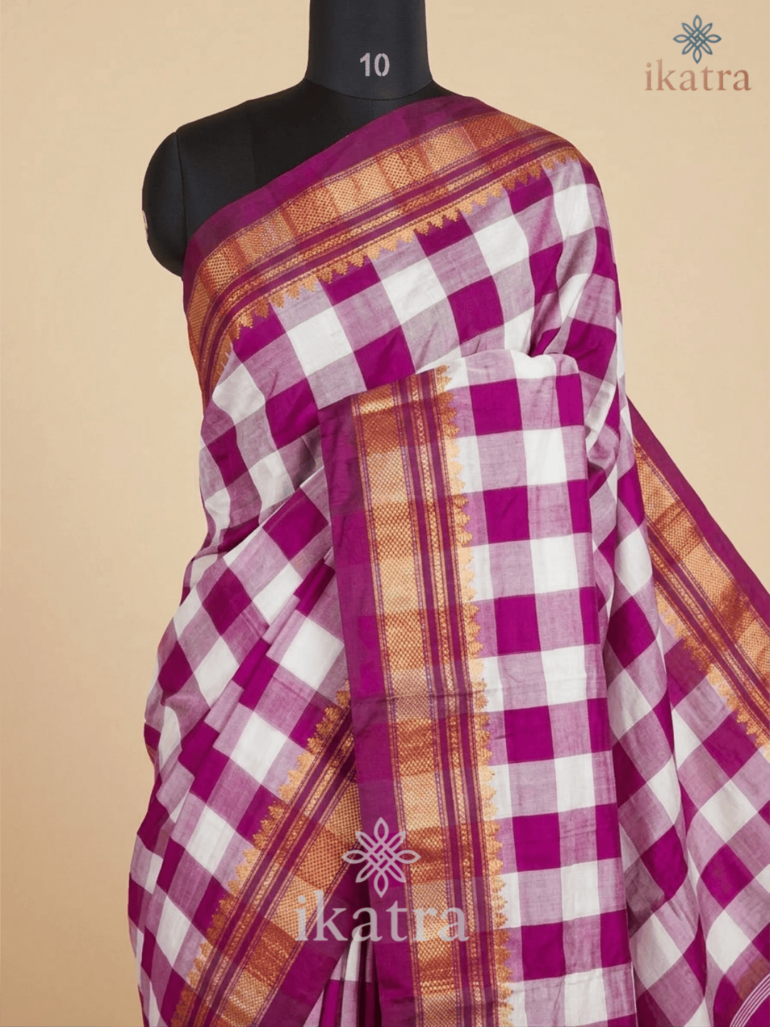 ILKAL BIG Checks Saree Mercerized Cotton - Image 2