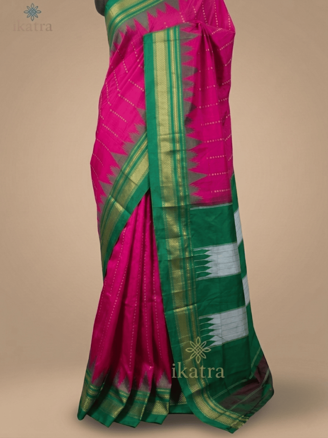 Borderless with Horizontal Jeri Line Ilkal Saree – Cotton Silk with Tope Pallu - Image 3