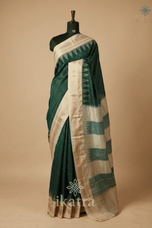 Green Colour Saree Temple with Jari Chadurang Ilkal Saree – Super Quality Mercerised Cotton