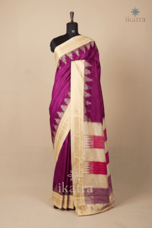 Purple Colour Saree Temple with Jari Chadurang Ilkal Saree – Super Quality Mercerised Cotton