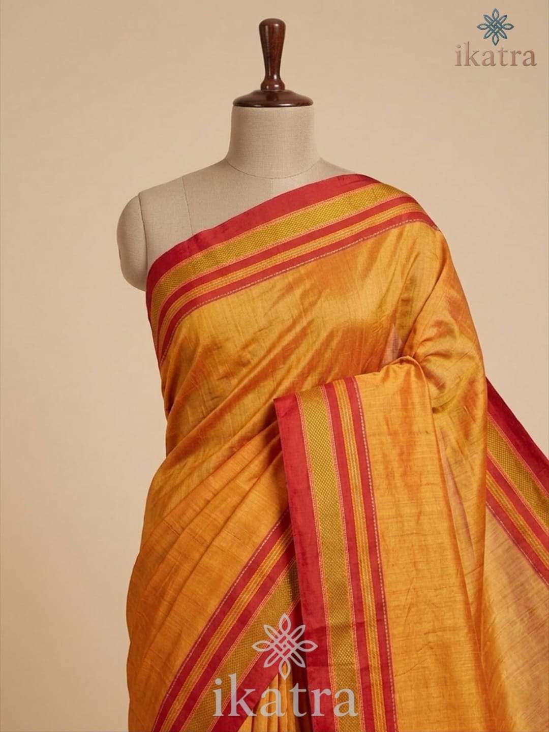 Orange Tradional Ilkal Saree With Chikki Paras Border | ikatra - Image 2