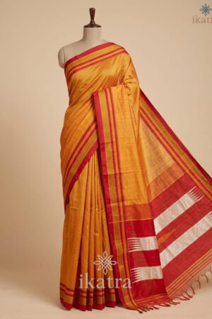 Orange Tradional Ilkal Saree With Chikki Paras Border | ikatra