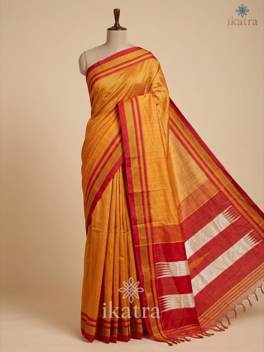 Orange Tradional Ilkal Saree With Chikki Paras Border | ikatra