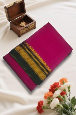 Red and Green Tana Warp Plain Ilkal Saree