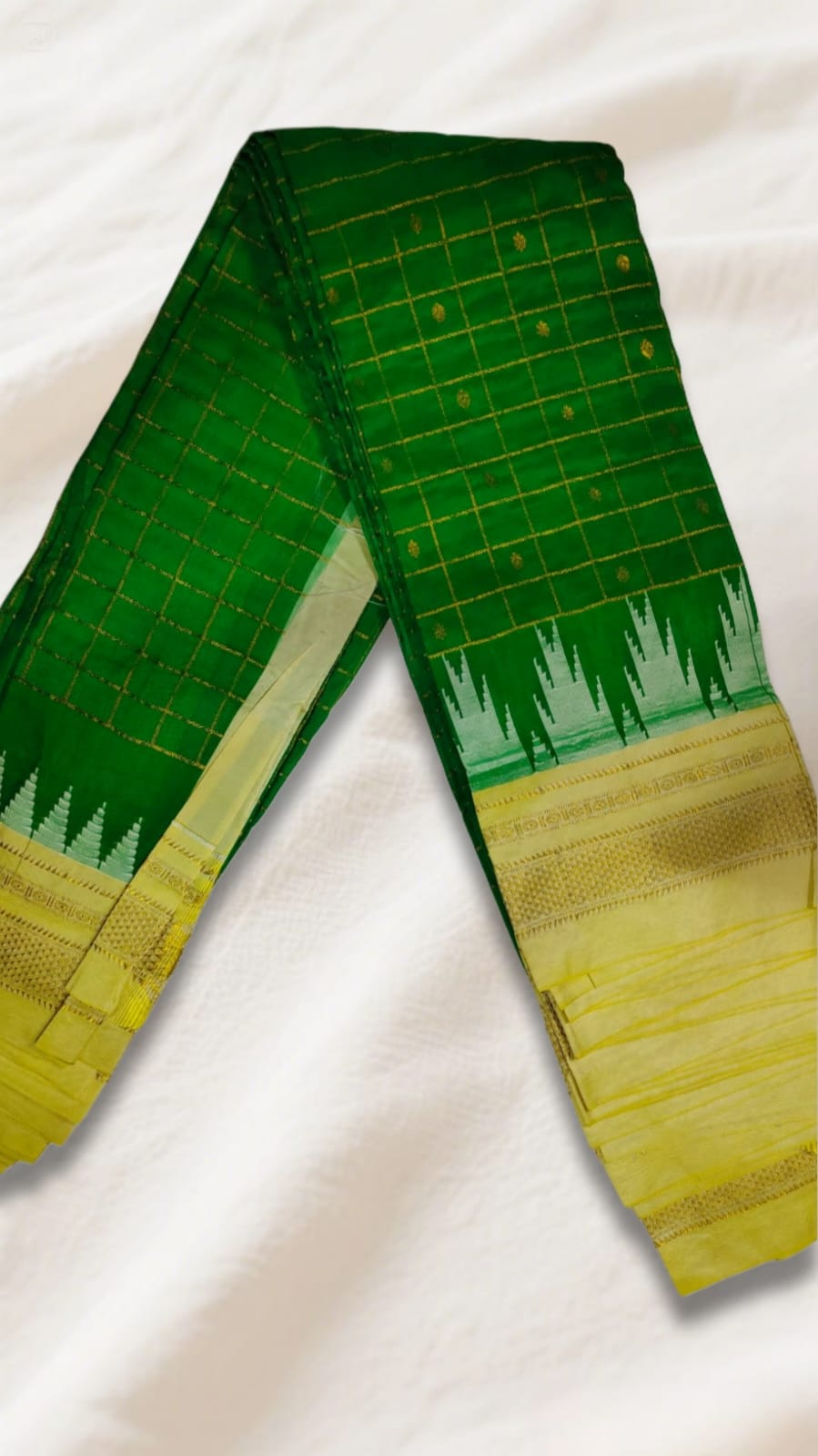 Temple Border Zari Checks With Butta Saree - Image 4