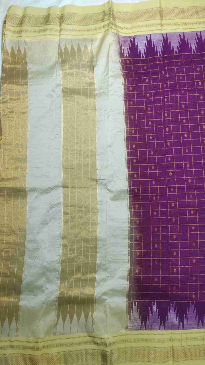 Temple Border Zari Checks With Butta Saree - Image 7