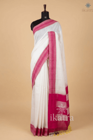 Pure Handloom Ilkal Fancy Chikki Stripes Saree