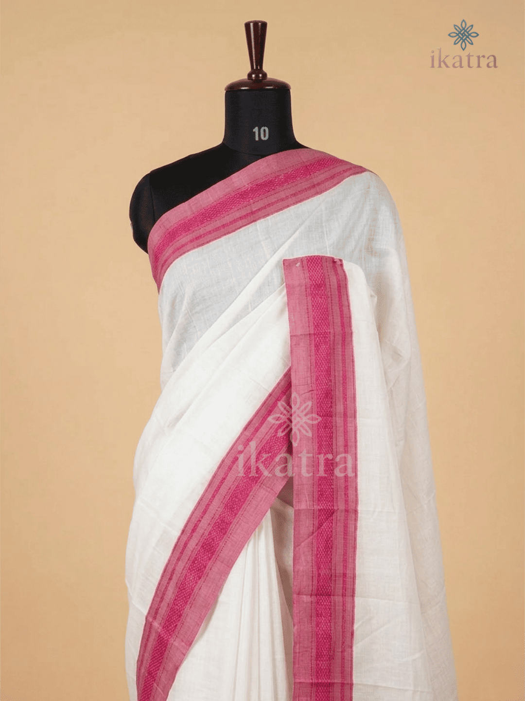 Pure Handloom Ilkal Fancy Chikki Stripes Saree - Image 2