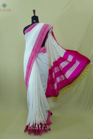 Pure Handloom Ilkal Fancy Chikki Stripes Saree