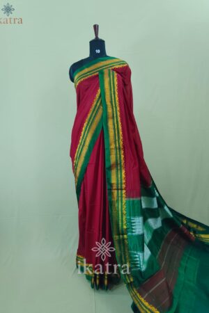Deep Red Tana Warp Ilkal Saree With Silk Pallu | ikatra