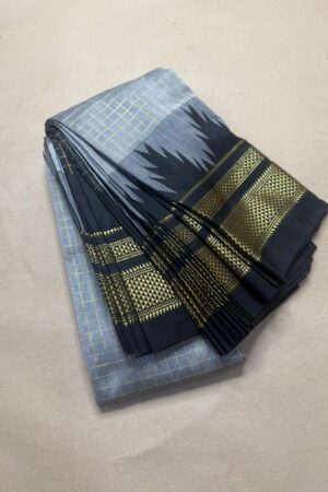 Tana Temples and Chaduranga Ilkal Saree – Mercerised Cotton with Tope Pallu