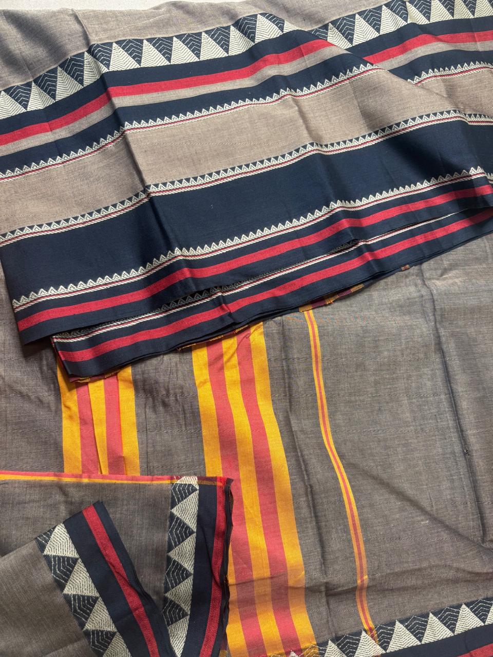 Premium Narayanpet Mercerised Cotton Saree – Multi-Colour Border - Image 3