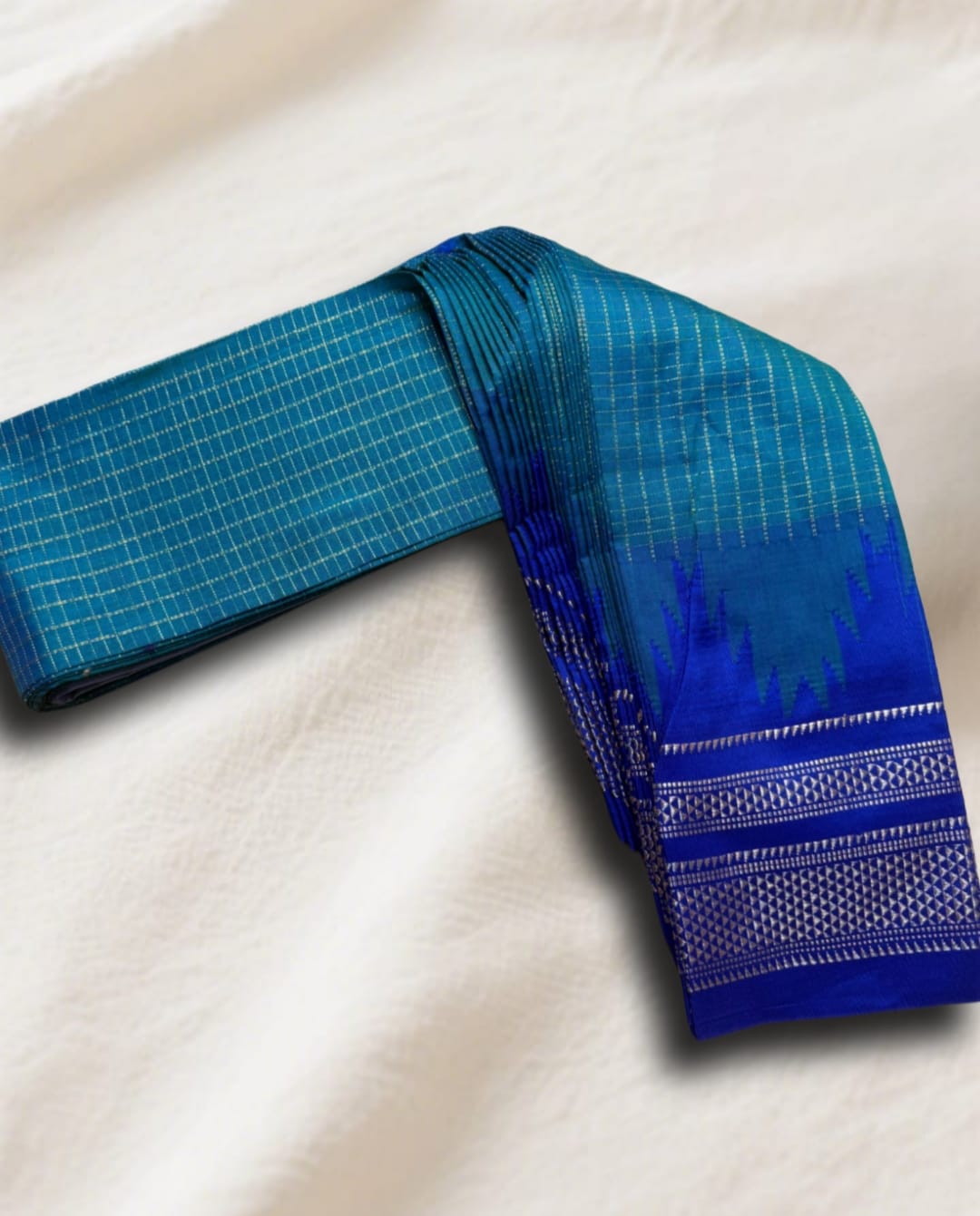 Tana Temples and Chaduranga Ilkal Saree – Mercerised Cotton with Tope Pallu - Image 2