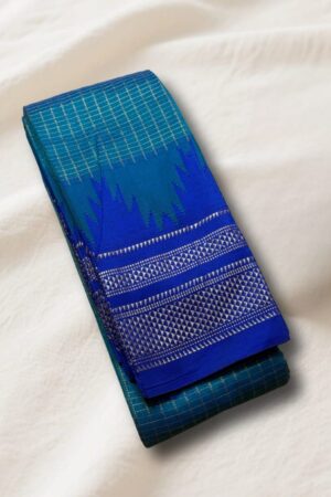 Tana Temples and Chaduranga Ilkal Saree – Mercerised Cotton with Tope Pallu