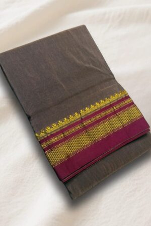 Chocolate and Red Tana Warp Plain Ilkal Saree
