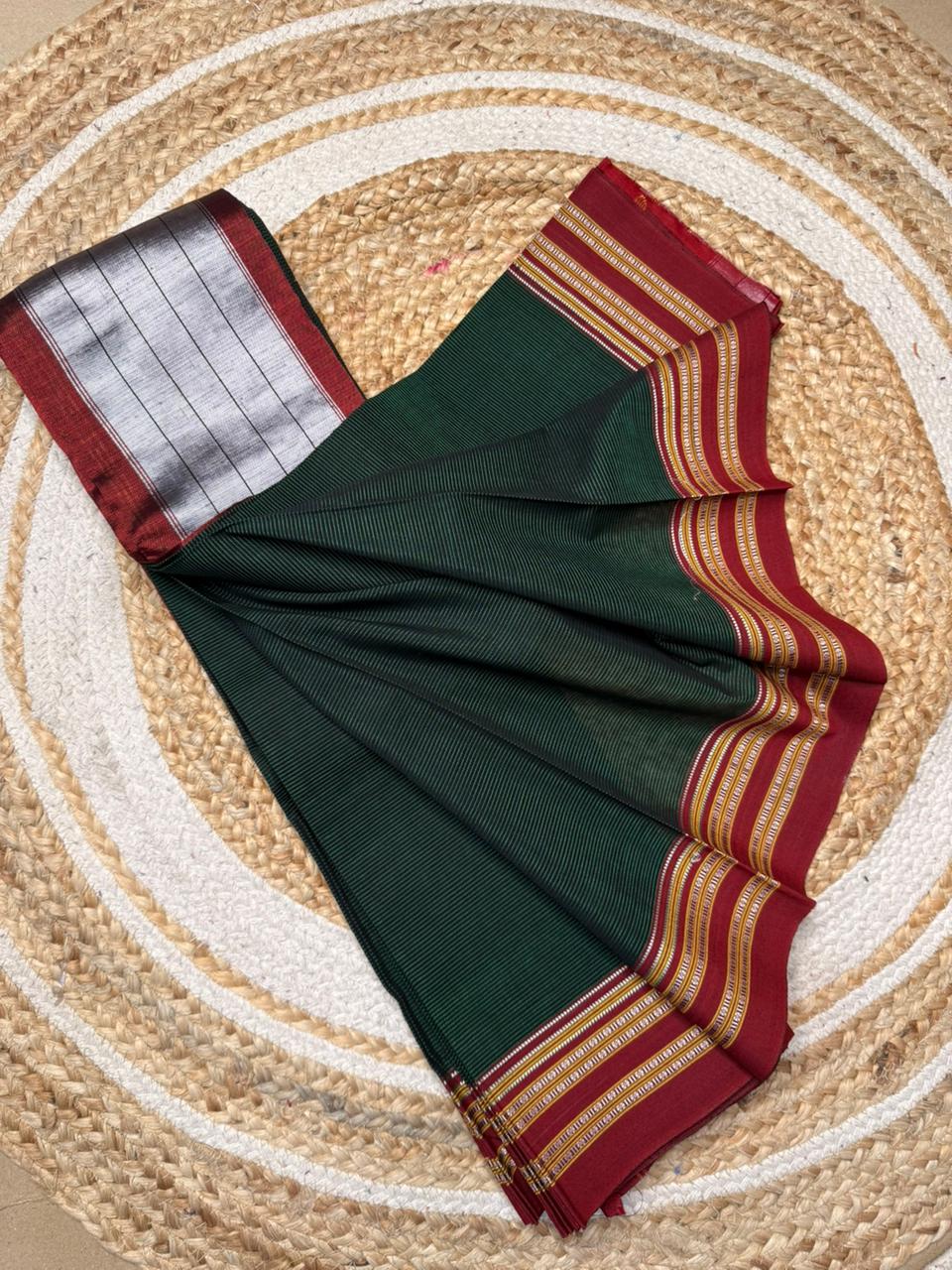 Ilkal Handloom Viscose Cotton Silk Saree – Special Gayatri Border | Ikatra - Image 2