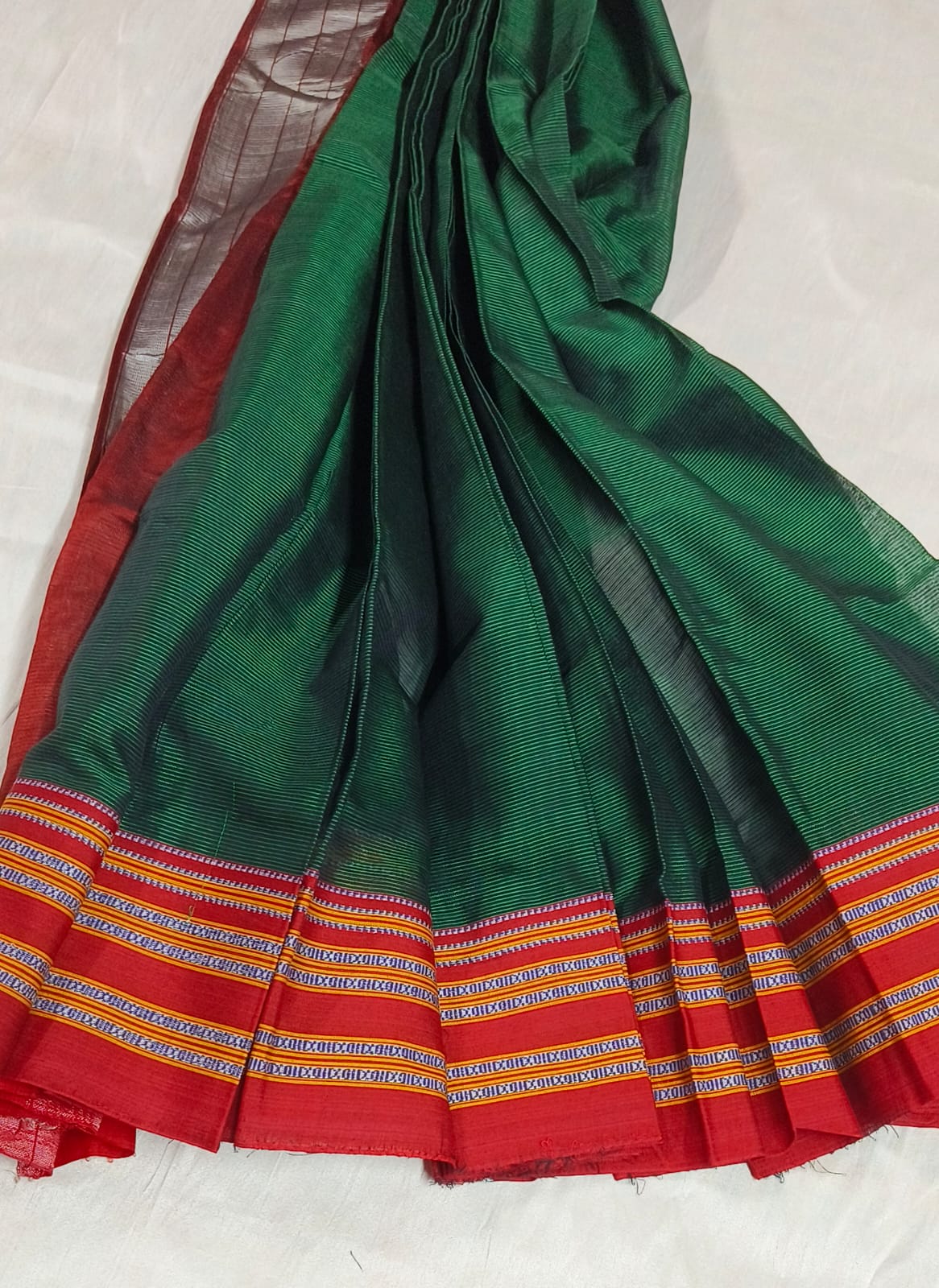 Ilkal Handloom Viscose Cotton Silk Saree – Special Gayatri Border | Ikatra - Image 3