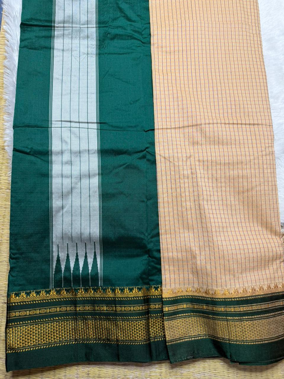 Ilkal Small Check Cotton Silk Saree - Image 3