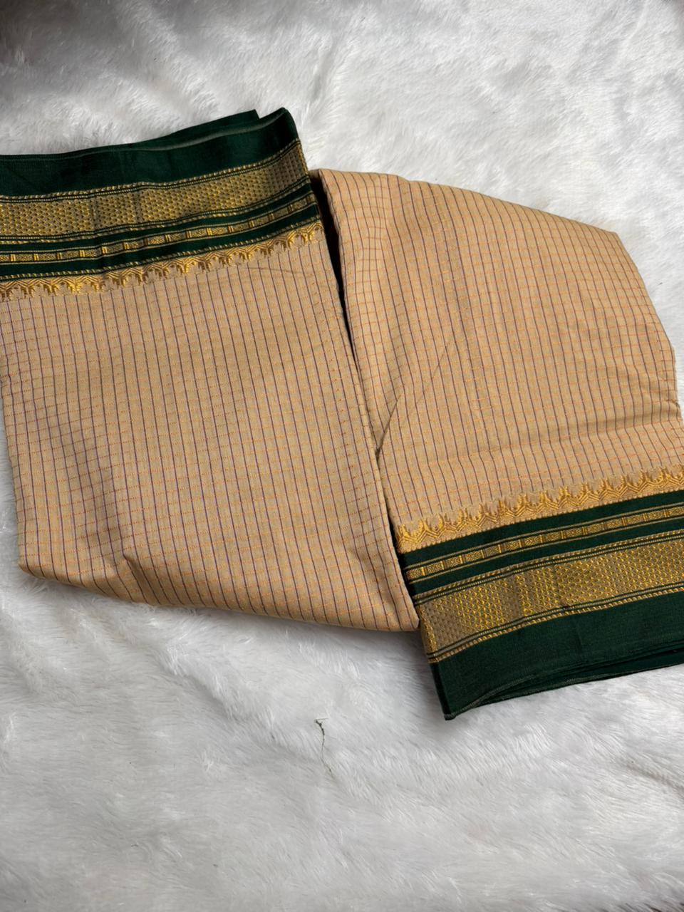 Ilkal Small Check Cotton Silk Saree - Image 2