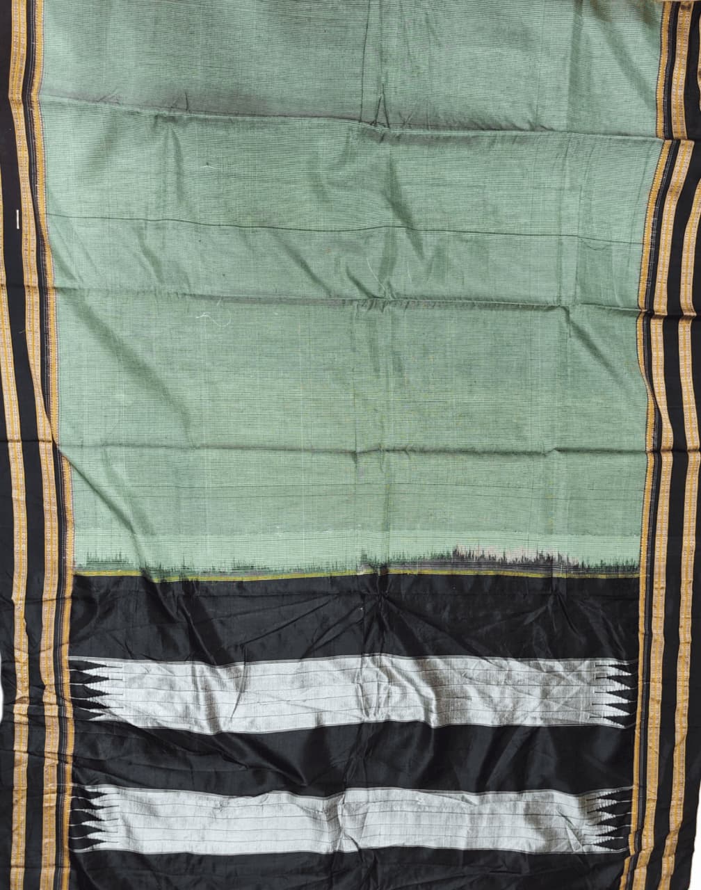 Green Micro Checks Pure Handloom Ilkal Special Gayatri Saree – Viscose by Cotton with Silk Pallu - Image 2