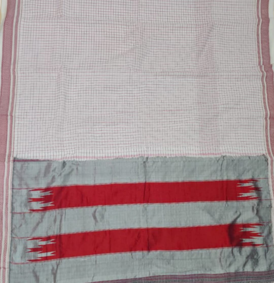 Floral Beige Ilkal Cotton Silk Handloom Saree – Gayatri Border