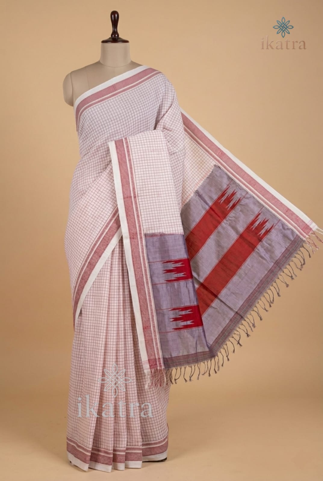 Floral Beige Ilkal Cotton Silk Handloom Saree – Gayatri Border