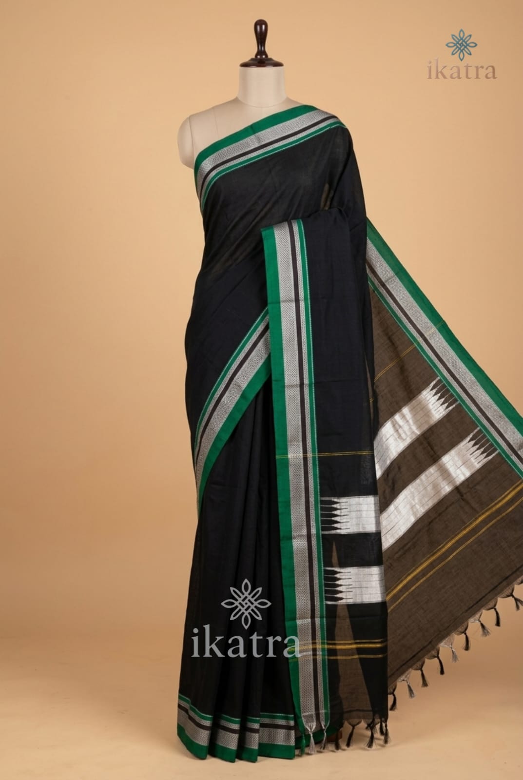 Black Ilkal Cotton Silk Handloom Saree – Chikki Paras Border