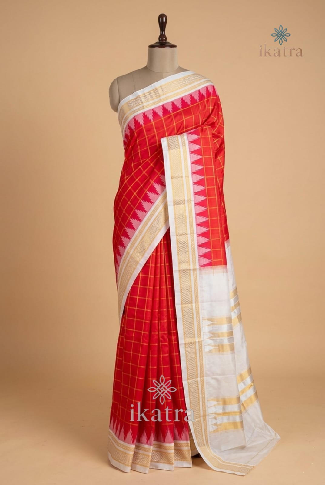 Red And White Mulberry Semi Silk Ilkal Saree With Rich Pure Silk Tope Pallu