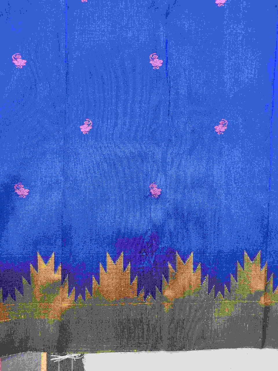 Blue And Gold Butta Pure Silk Handloom Ilkal Saree - Image 4