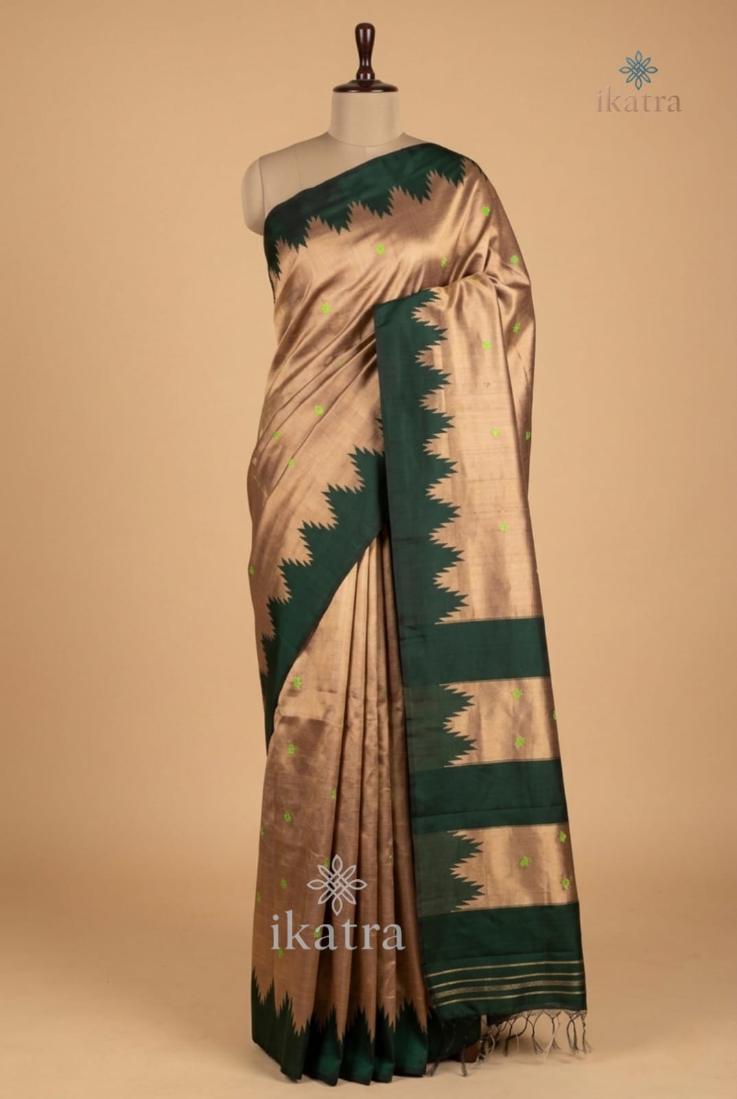 skybelu and maroon Butta Pure Silk Handloom Ilkal Saree