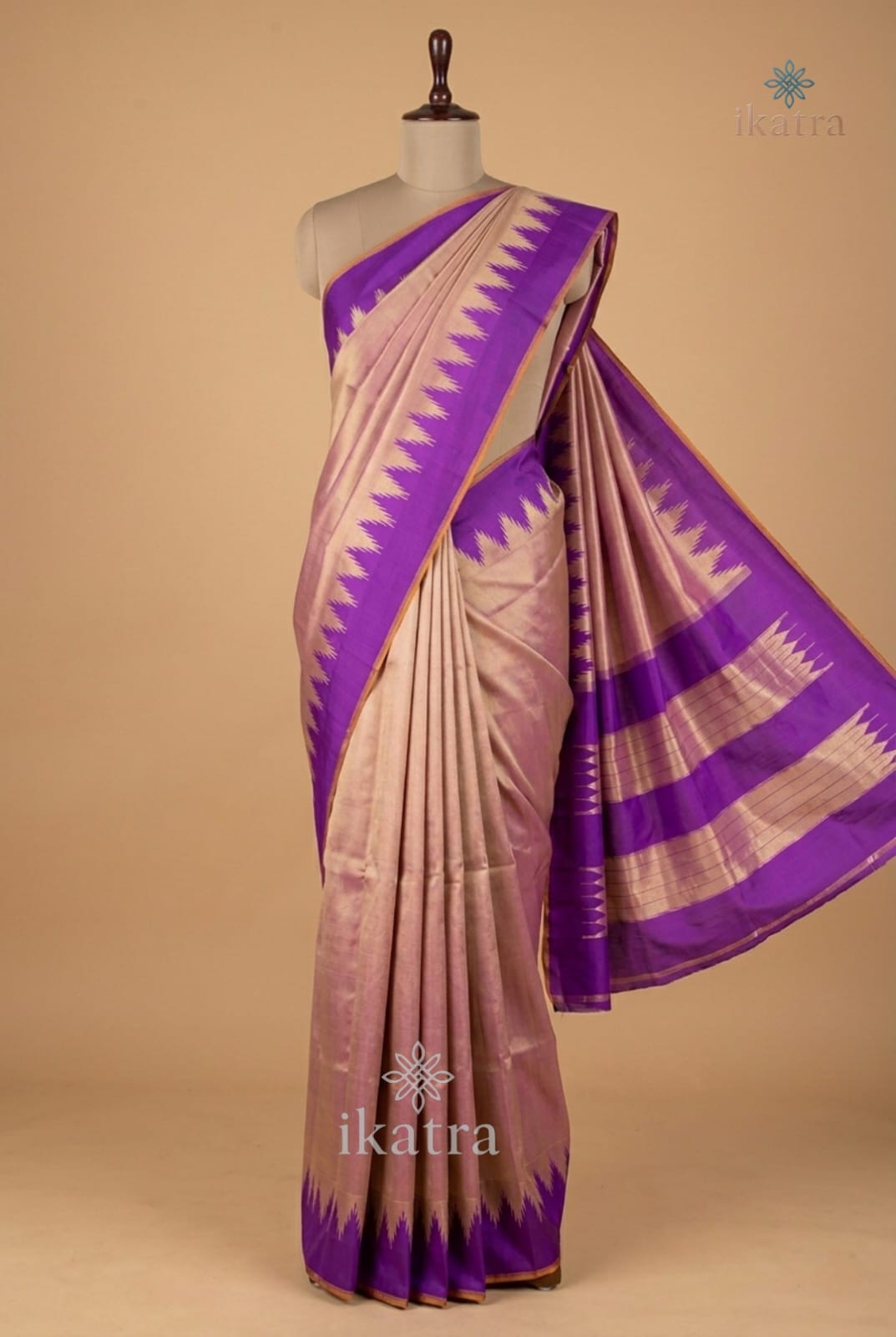 Violet and purple Pure Silk Handloom Ilkal Saree