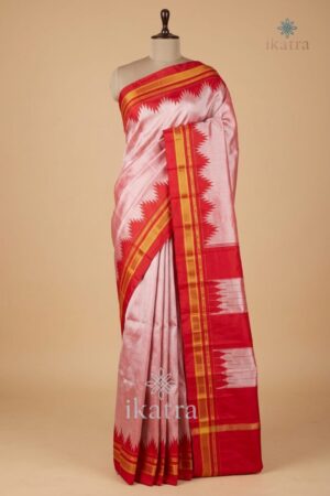 Pink And Red Pure Silk Handloom Ilkal Saree