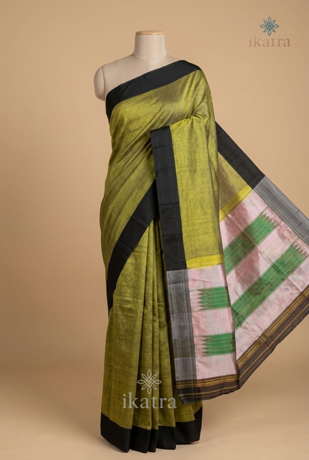 yellow and black Ilkal Fancy Chikki Saree in Viscose Cotton with Rich Silk Pallu & Chikki Paras Border
