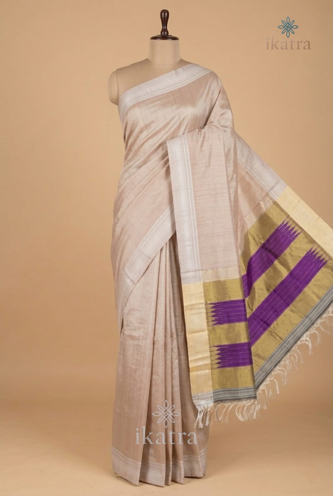 Lavender Ilkal Fancy Chikki Saree in Viscose Cotton with Rich Silk Pallu & Chikki Paras Border