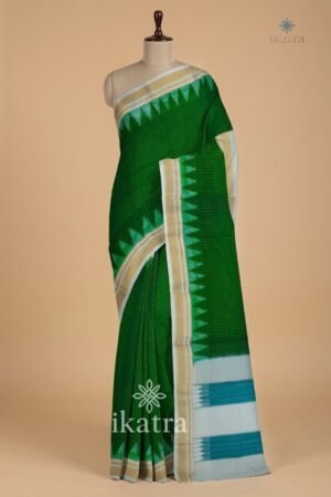 Temple Border with Chikki Paras  Zari Checks ilkal Saree