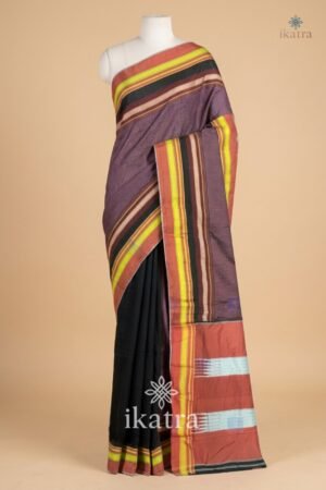 Black Mercerised Cotton Ilkal Saree with Khun Material & Ilkal Tope Pallu