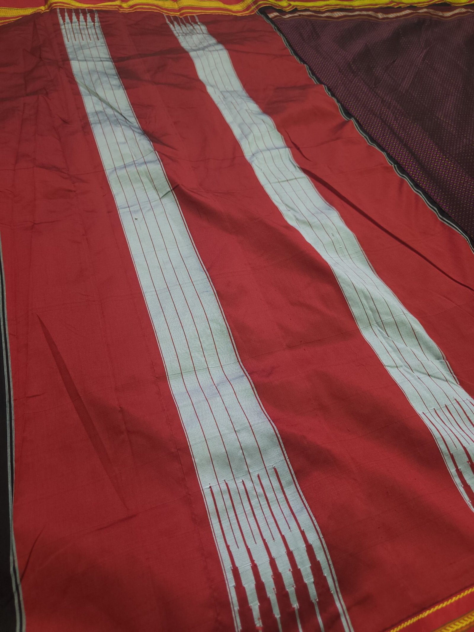 Black Mercerised Cotton Ilkal Saree with Khun Material & Ilkal Tope Pallu - Image 3