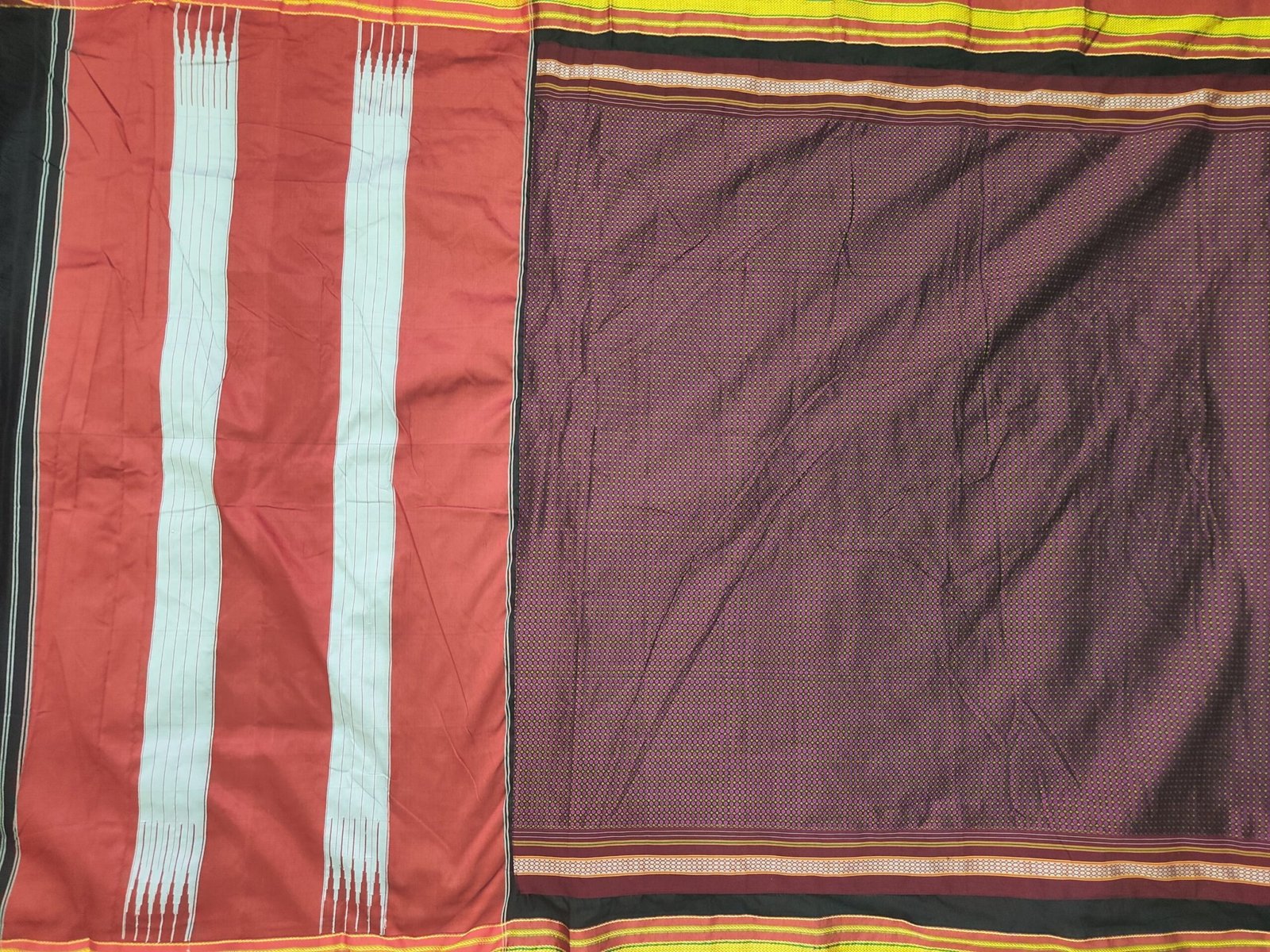 Black Mercerised Cotton Ilkal Saree with Khun Material & Ilkal Tope Pallu - Image 5