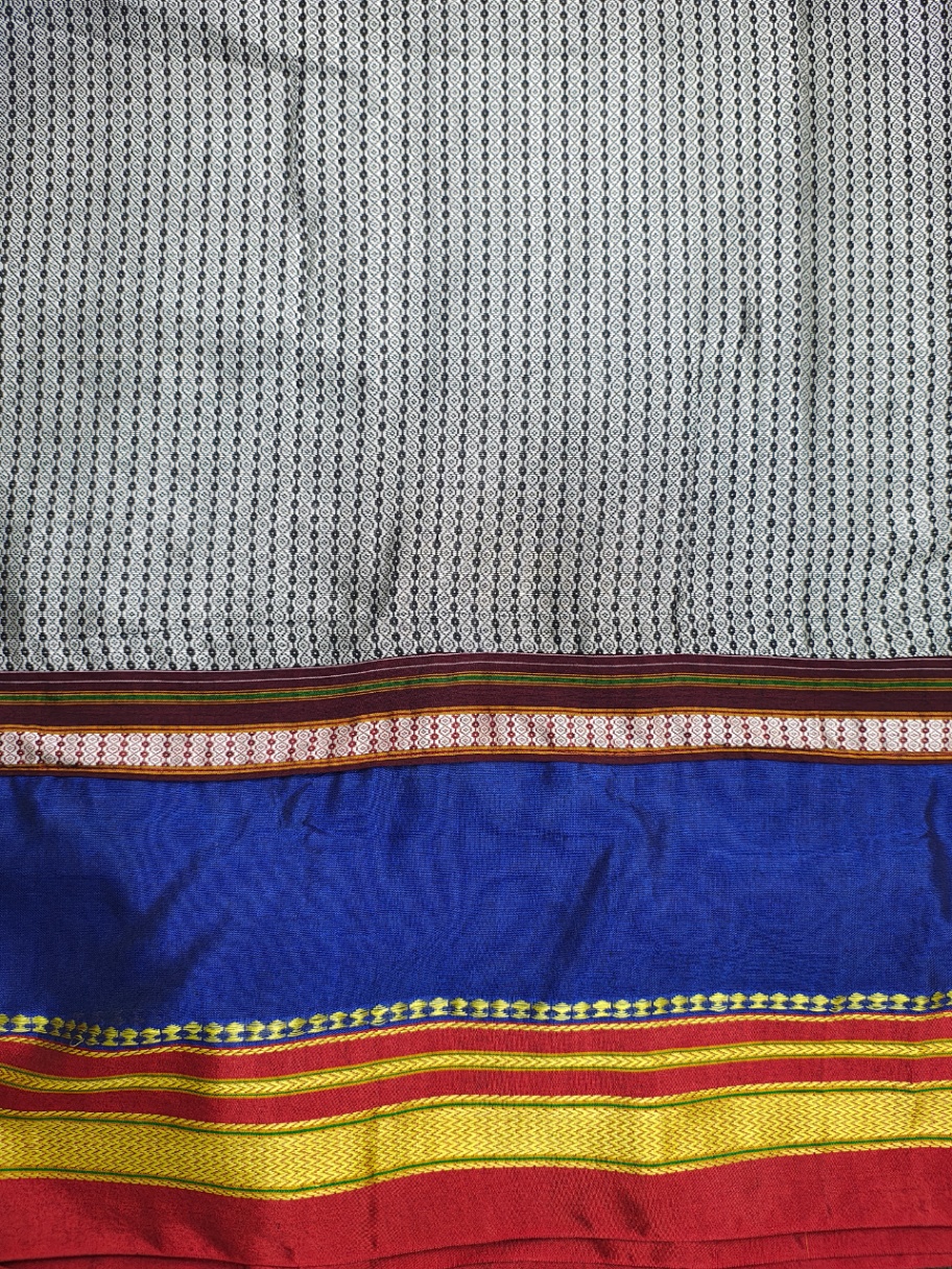 Blue Mercerised Cotton Ilkal Saree with Khun Material & Ilkal Tope Pallu