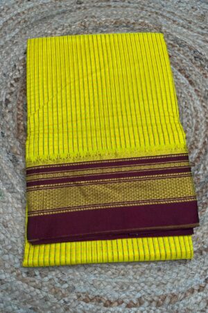 yellow and maroon Ilkal Small Check Cotton Silk Saree
