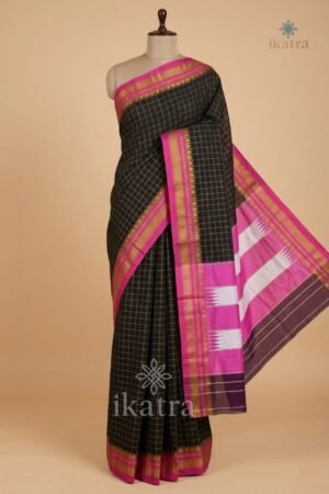 Chikki Paras Boder Zari Checks Ilkal Saree