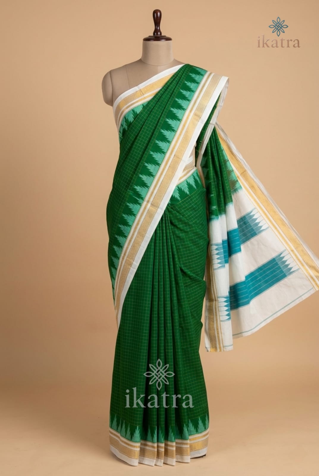 Temple Border with Chikki Paras Zari Checks ilkal Saree