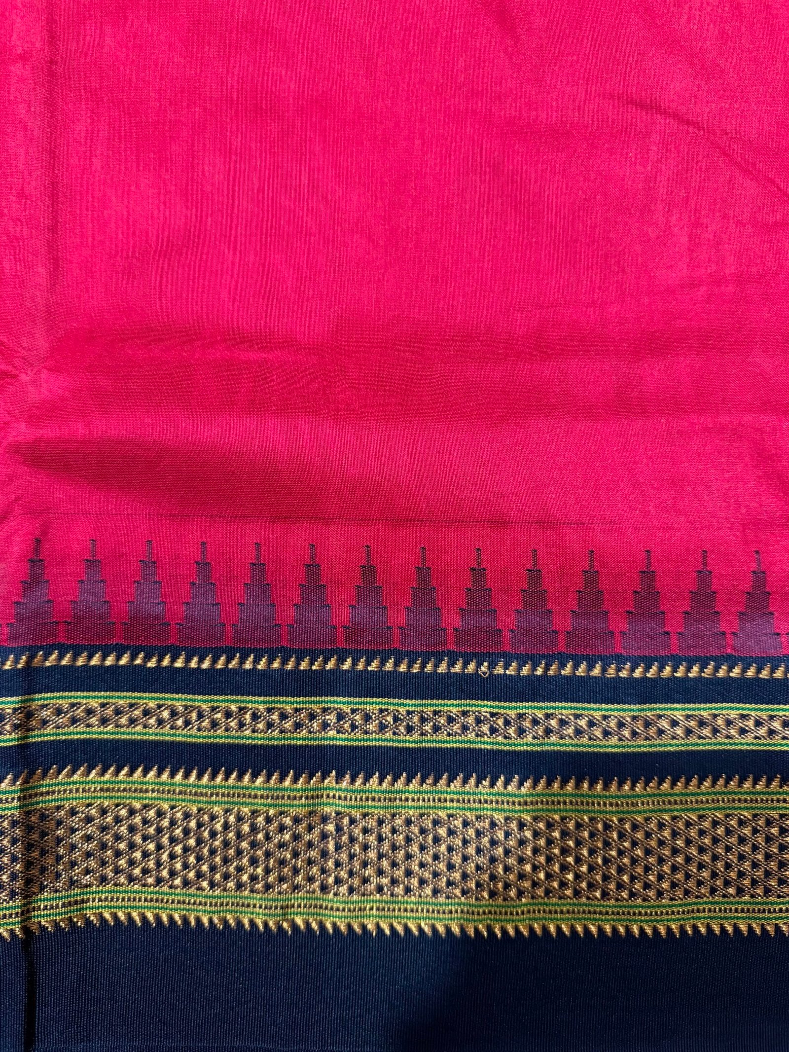 Red Black Cotton Silk Ilkal Saree - Image 3