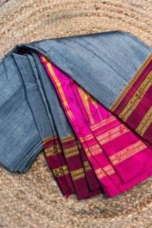 Handloom Ilkal Special Gayatri Saree – Viscose by Cotton with Silk Pallu