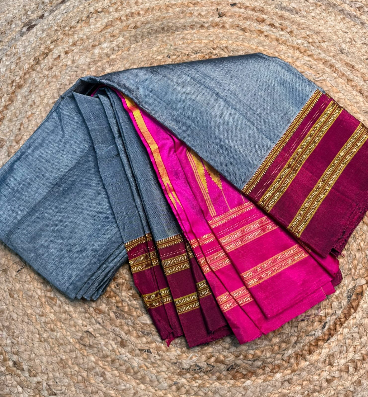 Handloom Ilkal Special Gayatri Saree – Viscose by Cotton with Silk Pallu